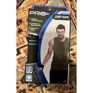 Pro Strength Weighted Jump Rope Black Textured Handles Adjustable Cord Brand New